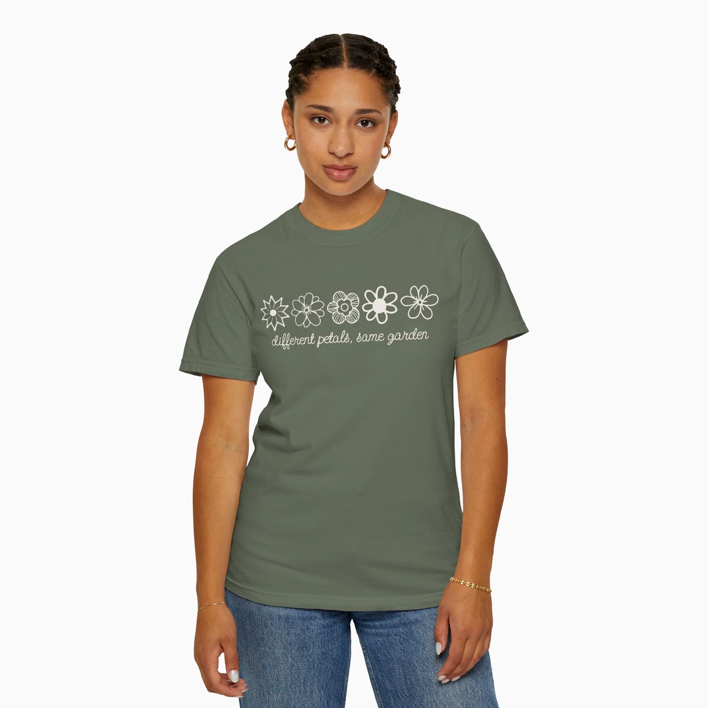 Different Petals Same Garden Flower Sketches Comfort Colors Tee
