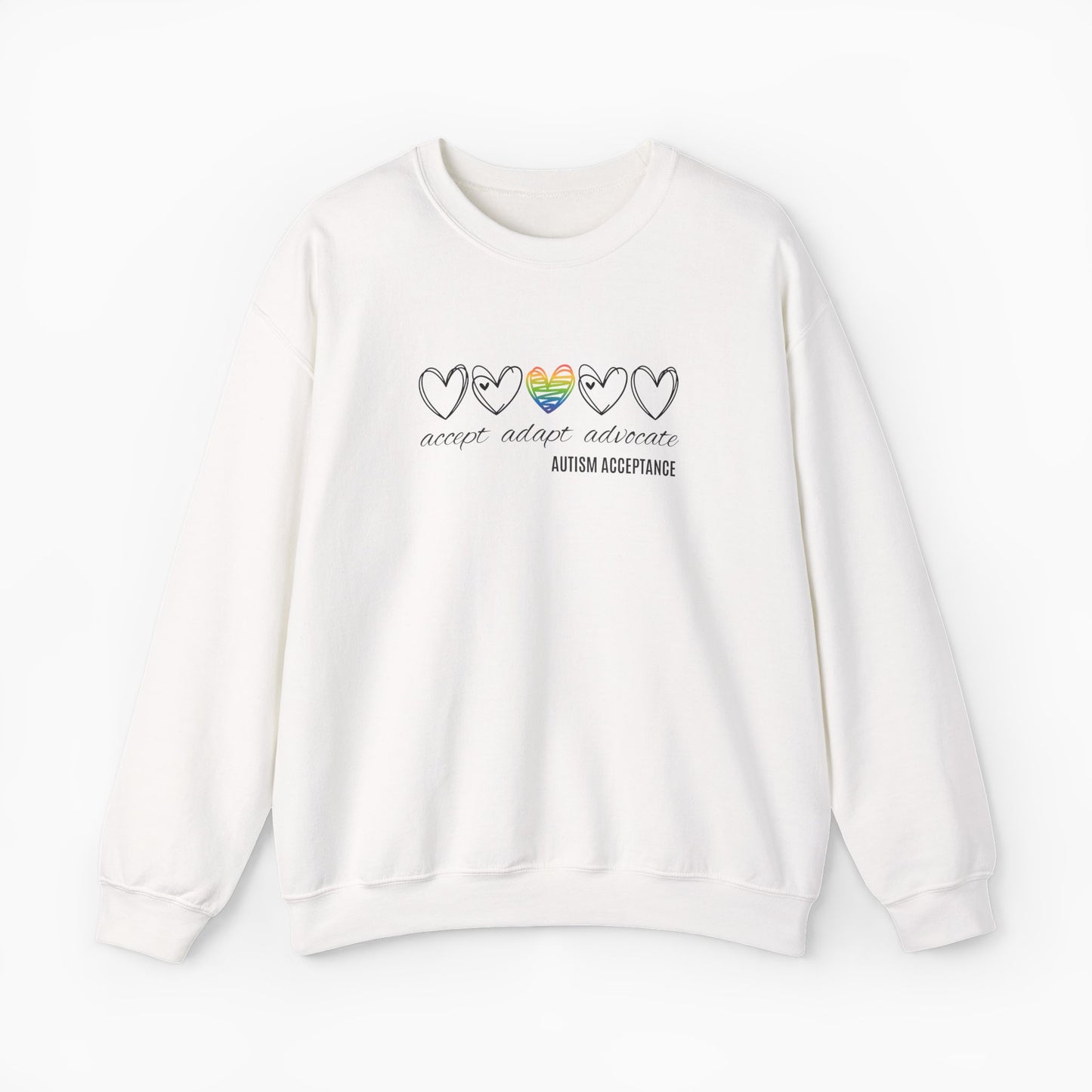 Accept Adapt Advocate Rainbow Love Heart Sweatshirt