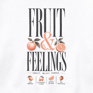 Fruit & Feelings Youth Sweatshirt White kids clothes, back design close-up