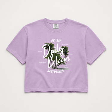 Autism Acceptance Palm Tree Boxy Tee Orchid t-shirt, front
