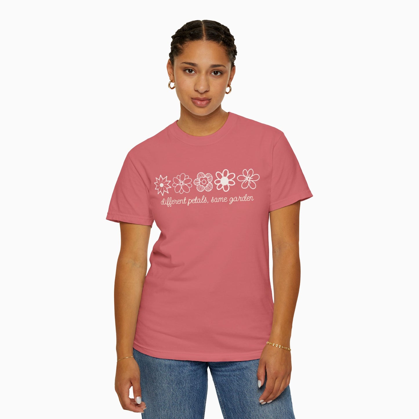 Different Petals Same Garden Flower Sketches Comfort Colors Tee