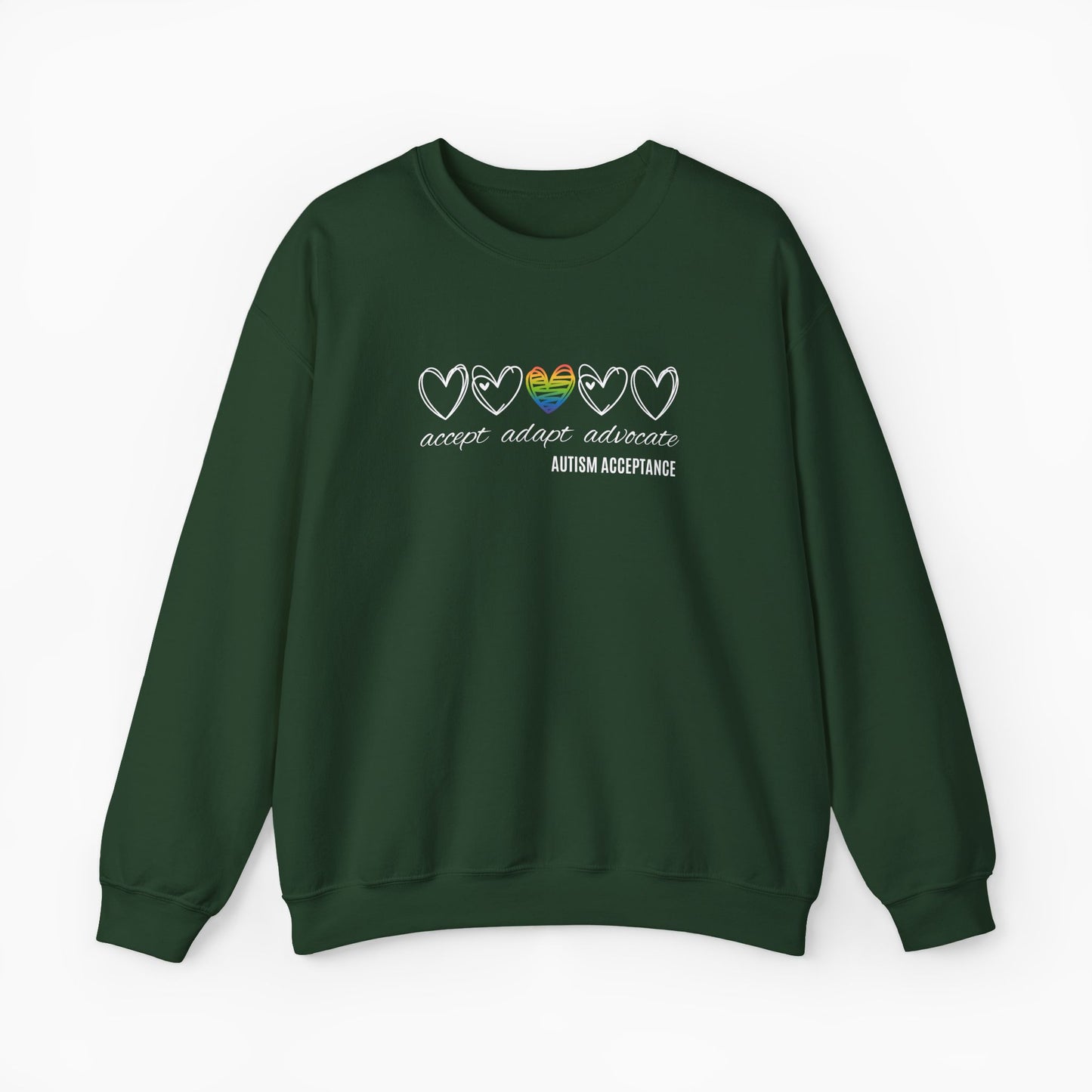 Accept Adapt Advocate Rainbow Love Heart Sweatshirt