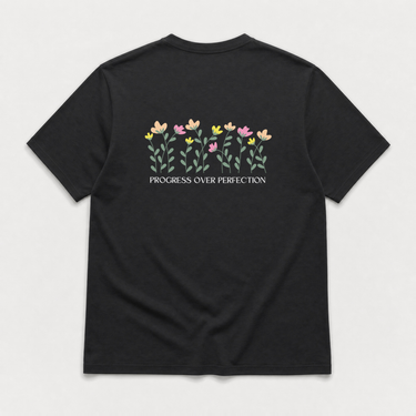 Progress over Perfection Tee w/ Back Print Black t-shirt, back