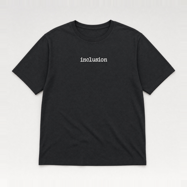 Inclusion Statement Tag-Free Tee Black t-shirt, front