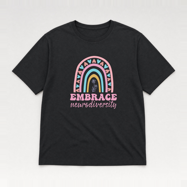 Embrace Neurodiversity Tee Black t-shirt, front