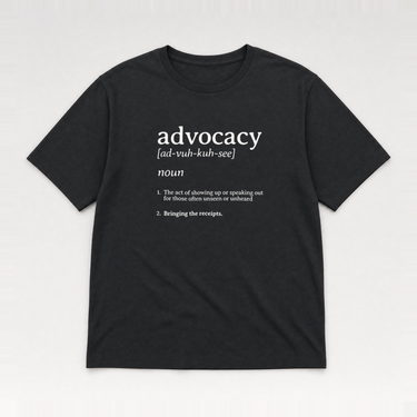 Advocacy Definition Tee Black t-shirt, front