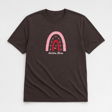 Autism Mom Rainbow Tee Dark Chocolate t-shirt, front