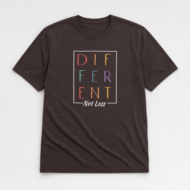Different Not Less Tee Dark Chocolate t-shirt, front