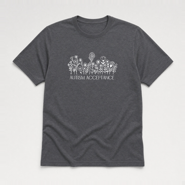 Autism Acceptance Wildflowers Tee Dark Heather Grey t-shirt, front
