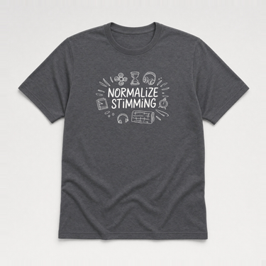 Normalize Stimming Tag-Free Tee Dark Heather Grey t-shirt, front