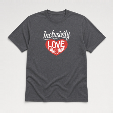 Inclusivity is my Love Language Tee Dark Heather Grey t-shirt, front
