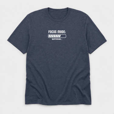 ADHD Focus Mode Buffering Tee Heather Navy t-shirt, front