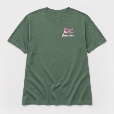 Proud Autism Grandma Tee Military Green t-shirt, front
