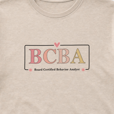BCBA Outline Tee Sand t-shirt, design close-up