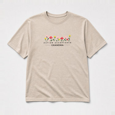 Autism Acceptance Grandma Tee Sand t-shirt, front