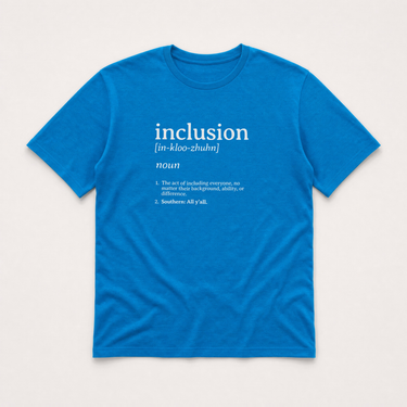 Inclusion Definition - Southern Style Tee Sapphire t-shirt, front