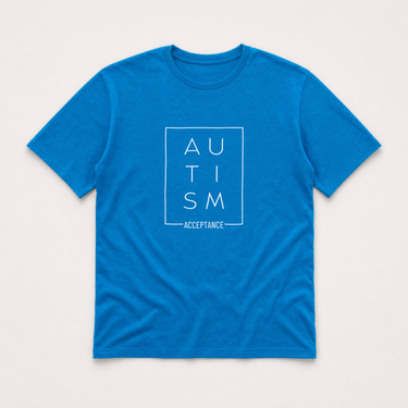 Autism Acceptance Box Tee Sapphire t-shirt, front