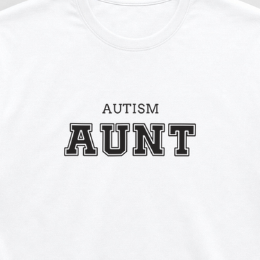 Autism Aunt College Tee White t-shirt, design close-up