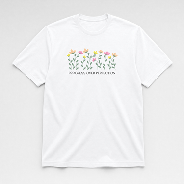 Progress over Perfection Tee White t-shirt, front