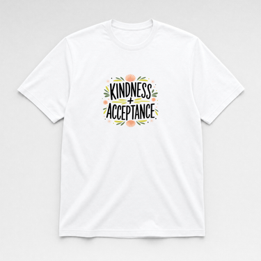Kindness + Acceptance Tee White t-shirt, front