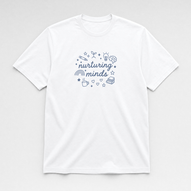 Nurturing Minds Tag-Free Tee White t-shirt, front