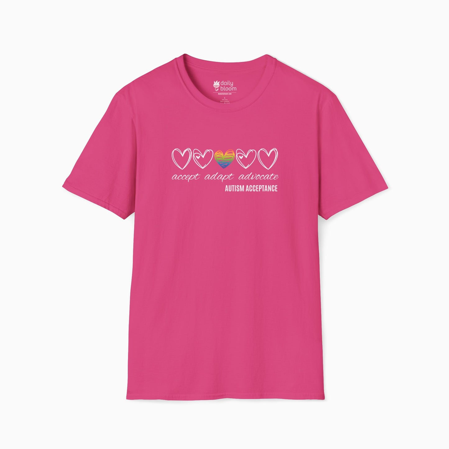 Accept Adapt Advocate Rainbow Love Heart Tee