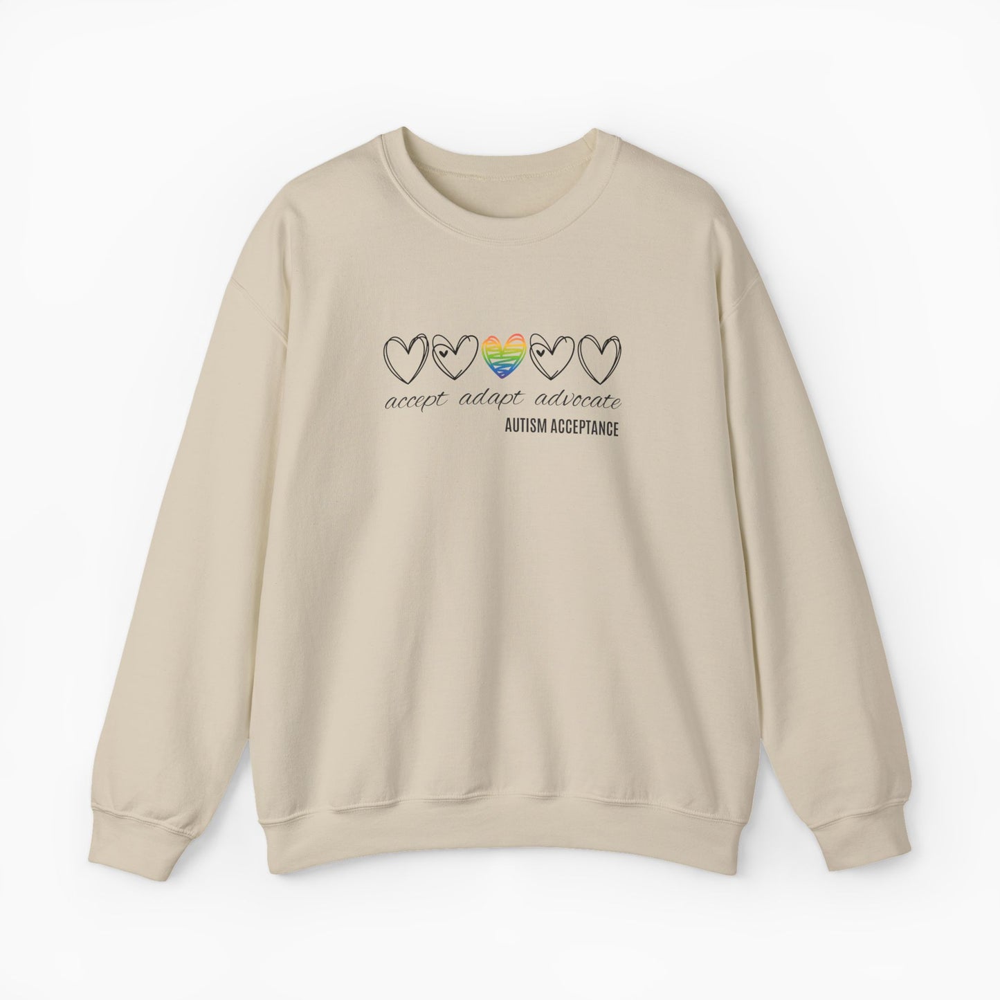 Accept Adapt Advocate Rainbow Love Heart Sweatshirt