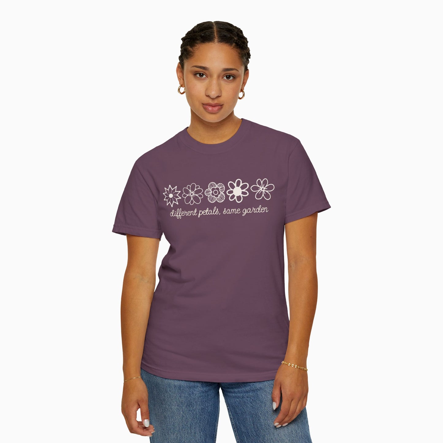 Different Petals Same Garden Flower Sketches Comfort Colors Tee