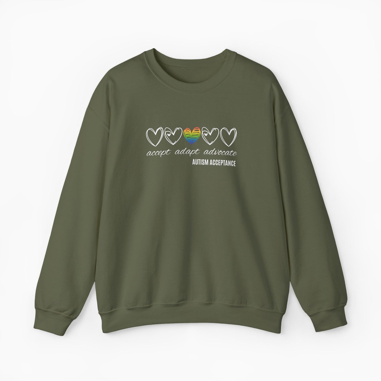 Accept Adapt Advocate Rainbow Love Heart Sweatshirt