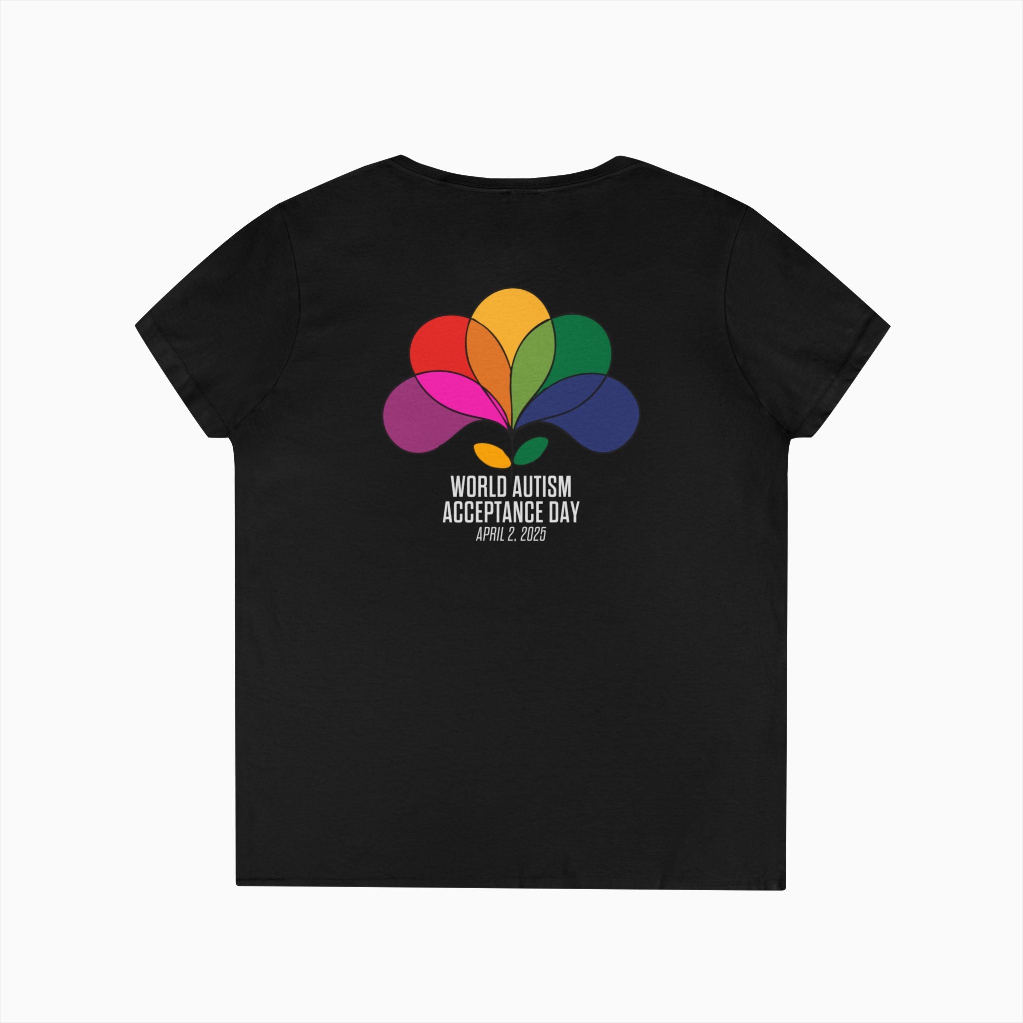 Autism Awareness 2025 - Spectrum in Bloom Ladies V-Neck T-Shirt