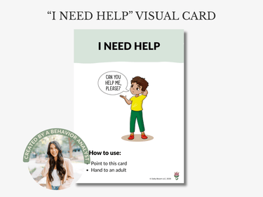 Autism Digital Download - I Need Help Visual Card - Daily Bloom