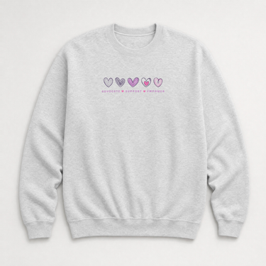 Advocate Support Empower Love Hearts Sweatshirt Ash sweatshirt, front