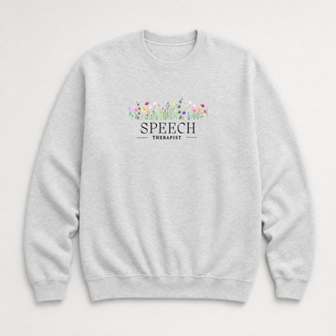 Speech Therapist Floral Sweatshirt Ash sweatshirt, front