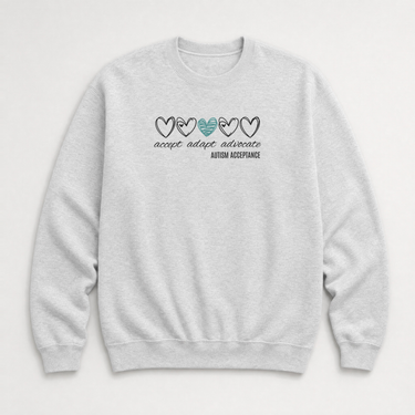 Accept Adapt Advocate Love Hearts Sweatshirt Ash sweatshirt, front