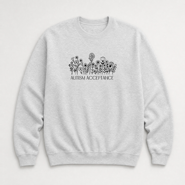 Autism Acceptance Wildflowers Sweatshirt Ash sweatshirt, front