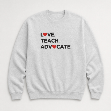 Love Teach Advocate - Love Hearts Sweatshirt Ash sweatshirt, front