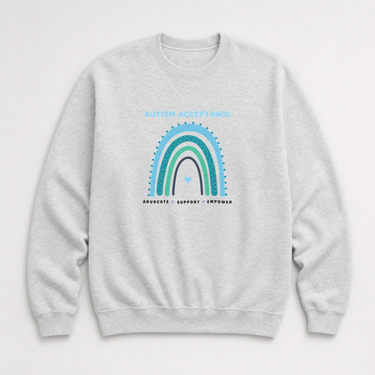 Advocate Support Empower Autism Acceptance Rainbow Sweatshirt Ash sweatshirt, front