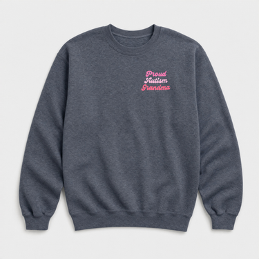 Proud Autism Grandma Sweatshirt Dark Heather sweatshirt, front