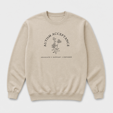 Autism Acceptance - Advocate Support Empower Sweatshirt Sand sweatshirt, front
