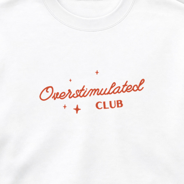 Overstimulated Club Sweatshirt White sweatshirt, design close-up