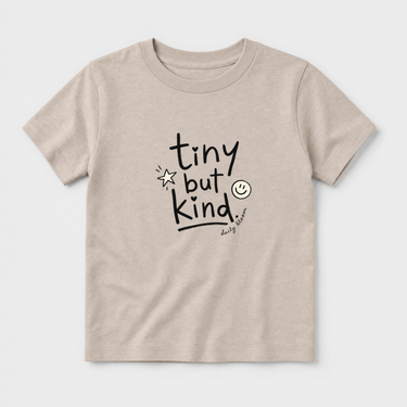 Tiny but Kind Toddler Tee Heather Stone kids clothes, front