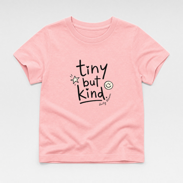 Tiny but Kind Toddler Tee Pink kids clothes, front