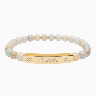 Autism Accessories - Infinitely Loved Gemstone Bracelet with Personalized Name Engraving - Daily Bloom