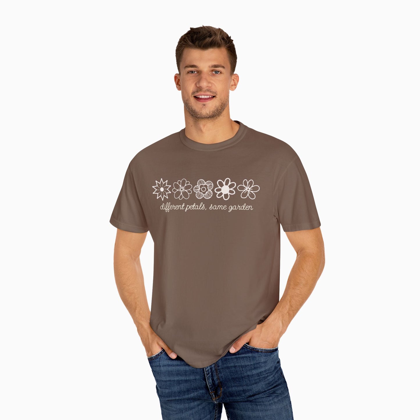Different Petals Same Garden Flower Sketches Comfort Colors Tee
