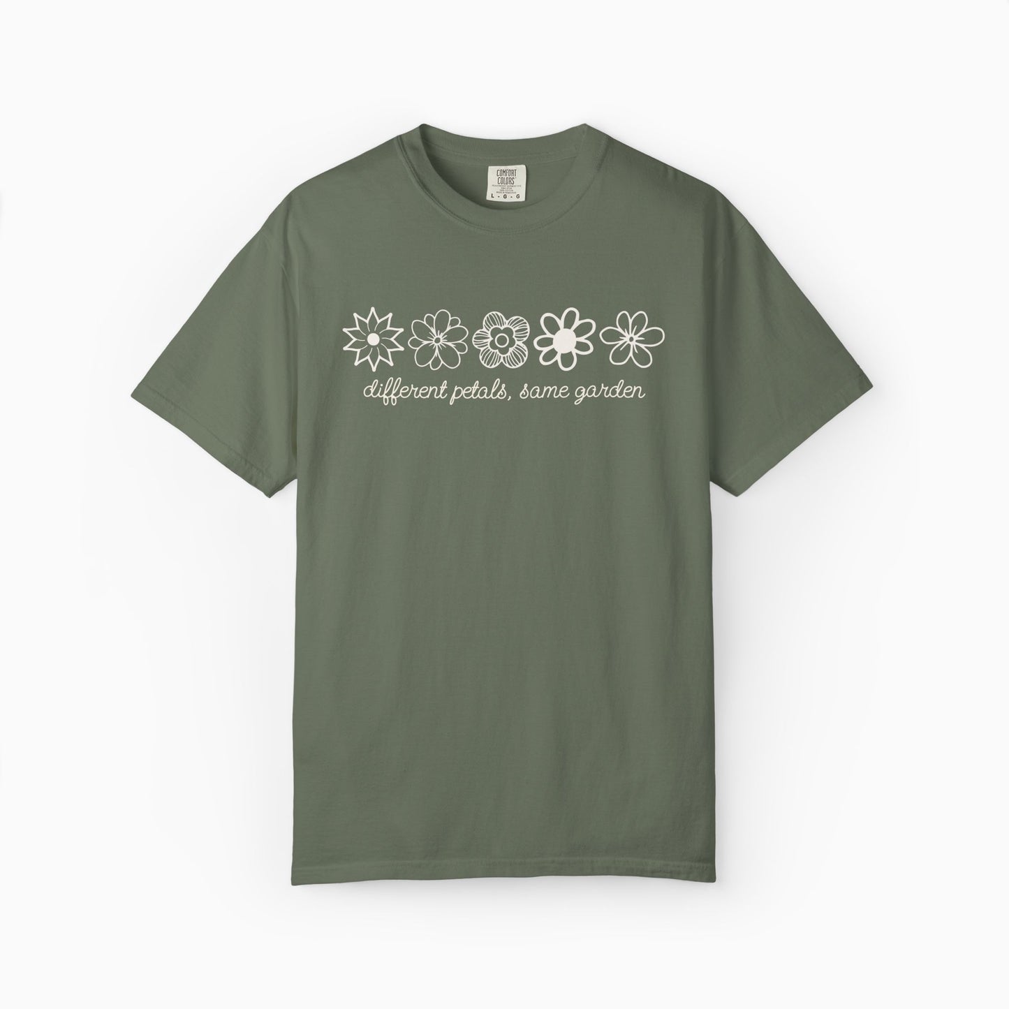 Different Petals Same Garden Flower Sketches Comfort Colors Tee