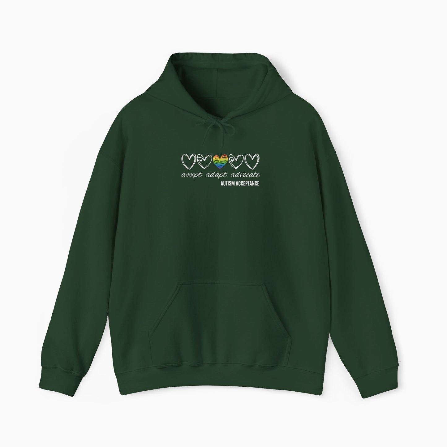 Accept Adapt Advocate Rainbow Love Heart Hoodie