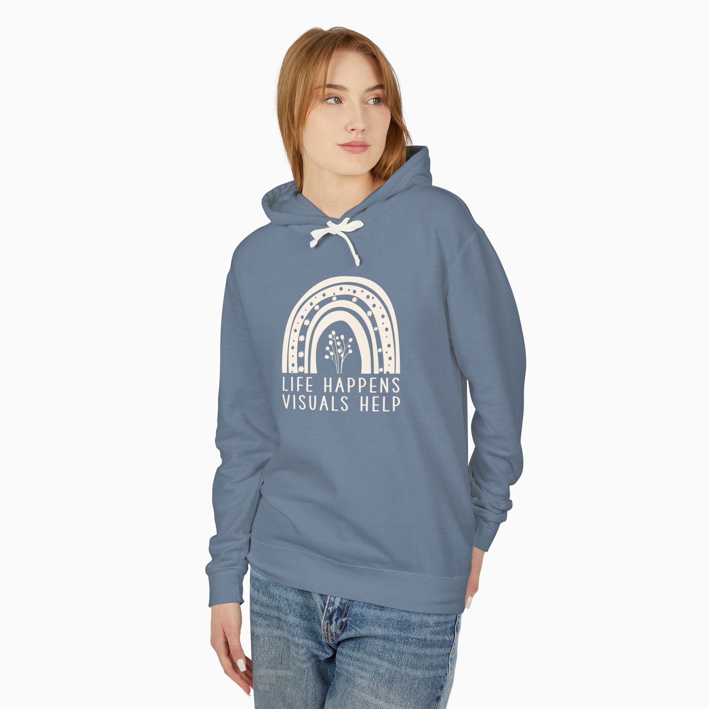 Life Happens Visuals Help Comfort Colors Lightweight Hoodie