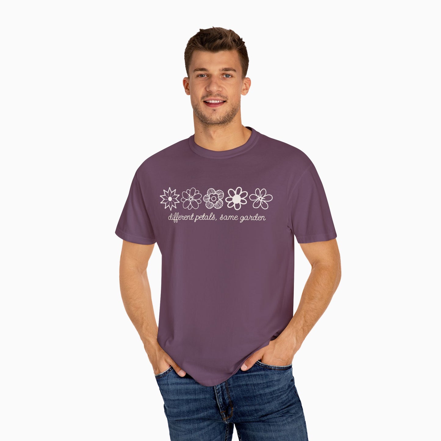 Different Petals Same Garden Flower Sketches Comfort Colors Tee