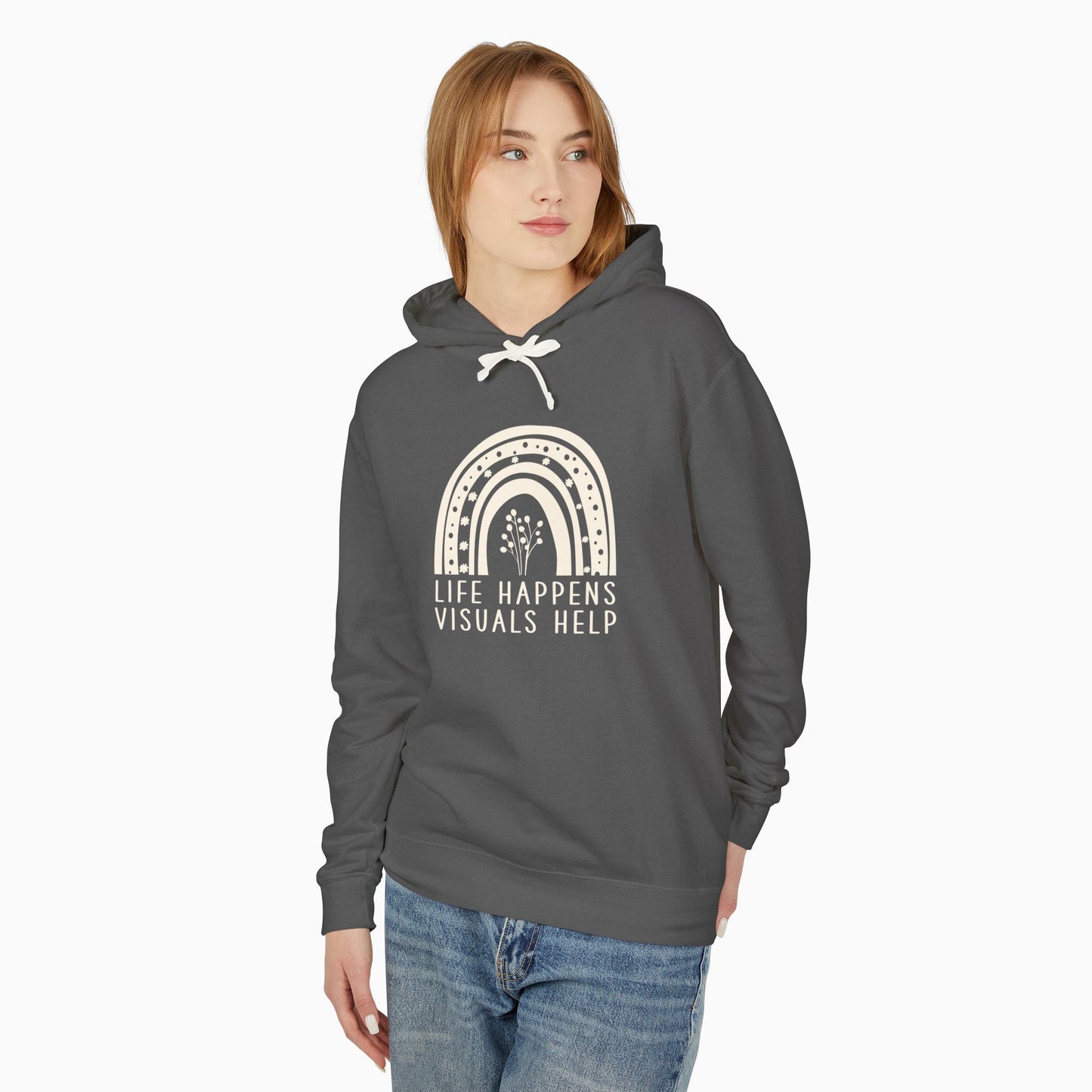 Life Happens Visuals Help Comfort Colors Lightweight Hoodie