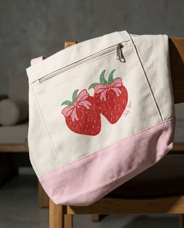 The Natural and Light Pink The Hard Days Make the Good Ones Sweeter zippered tote, back view